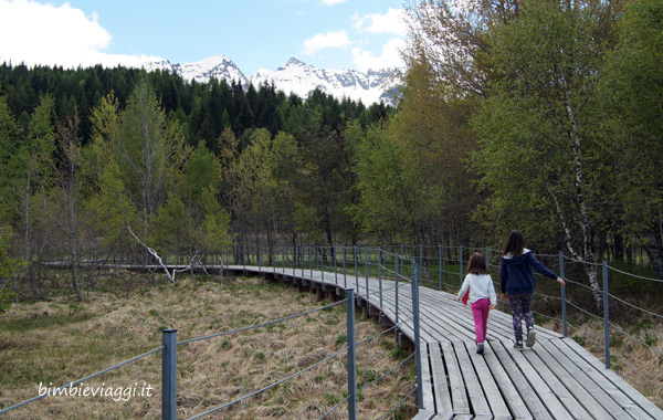 riserva pian gembro ponte sulla torbiera Valtellina con bambini