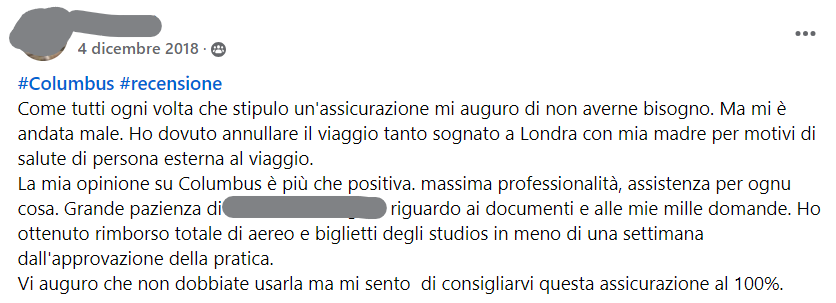 columbus assicurazioni viaggio recensioni